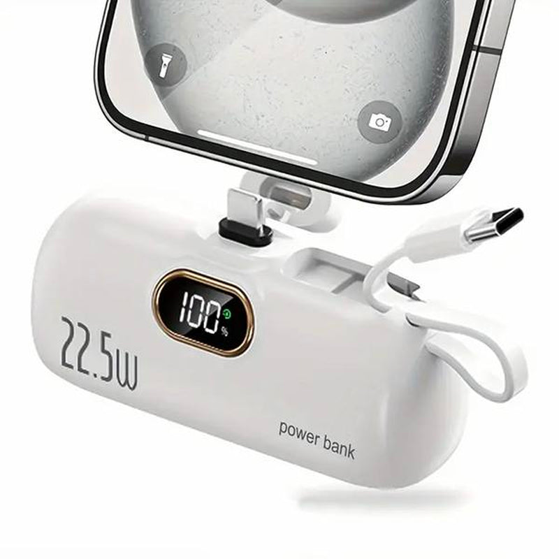 22.5W Mini Portable Charger Power Bank with 3 Output Ports, 5000Mah Fast Charging Battery Pack with LED Display