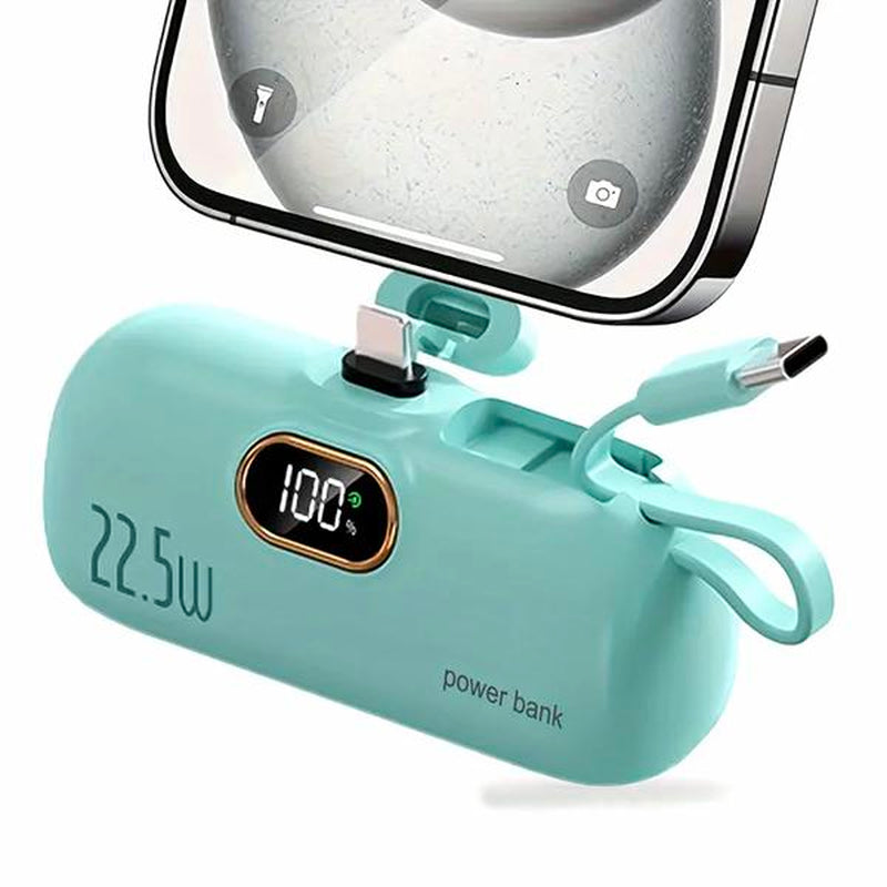 22.5W Mini Portable Charger Power Bank with 3 Output Ports, 5000Mah Fast Charging Battery Pack with LED Display