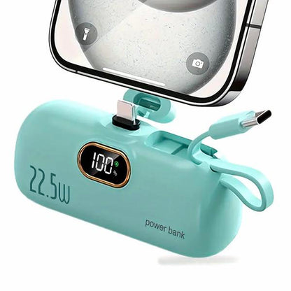 22.5W Mini Portable Charger Power Bank with 3 Output Ports, 5000Mah Fast Charging Battery Pack with LED Display