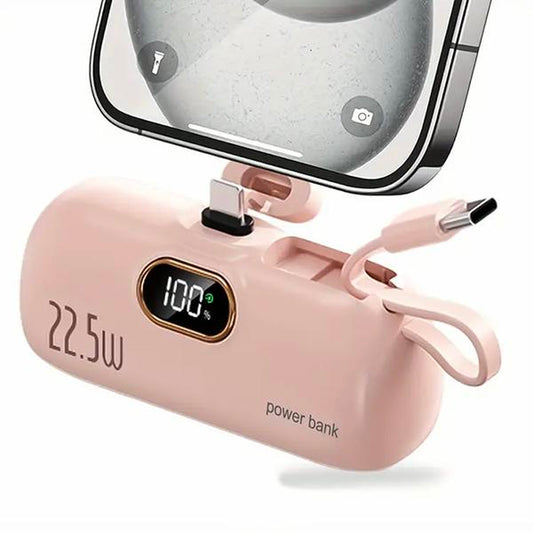 22.5W Mini Portable Charger Power Bank with 3 Output Ports, 5000Mah Fast Charging Battery Pack with LED Display